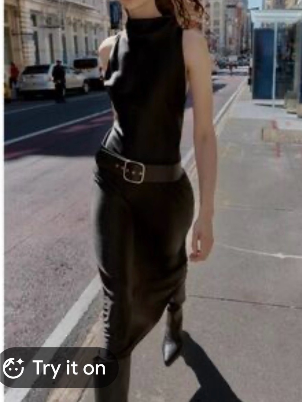 Zara Black Sleeveless Mock-Neck Midi Dress